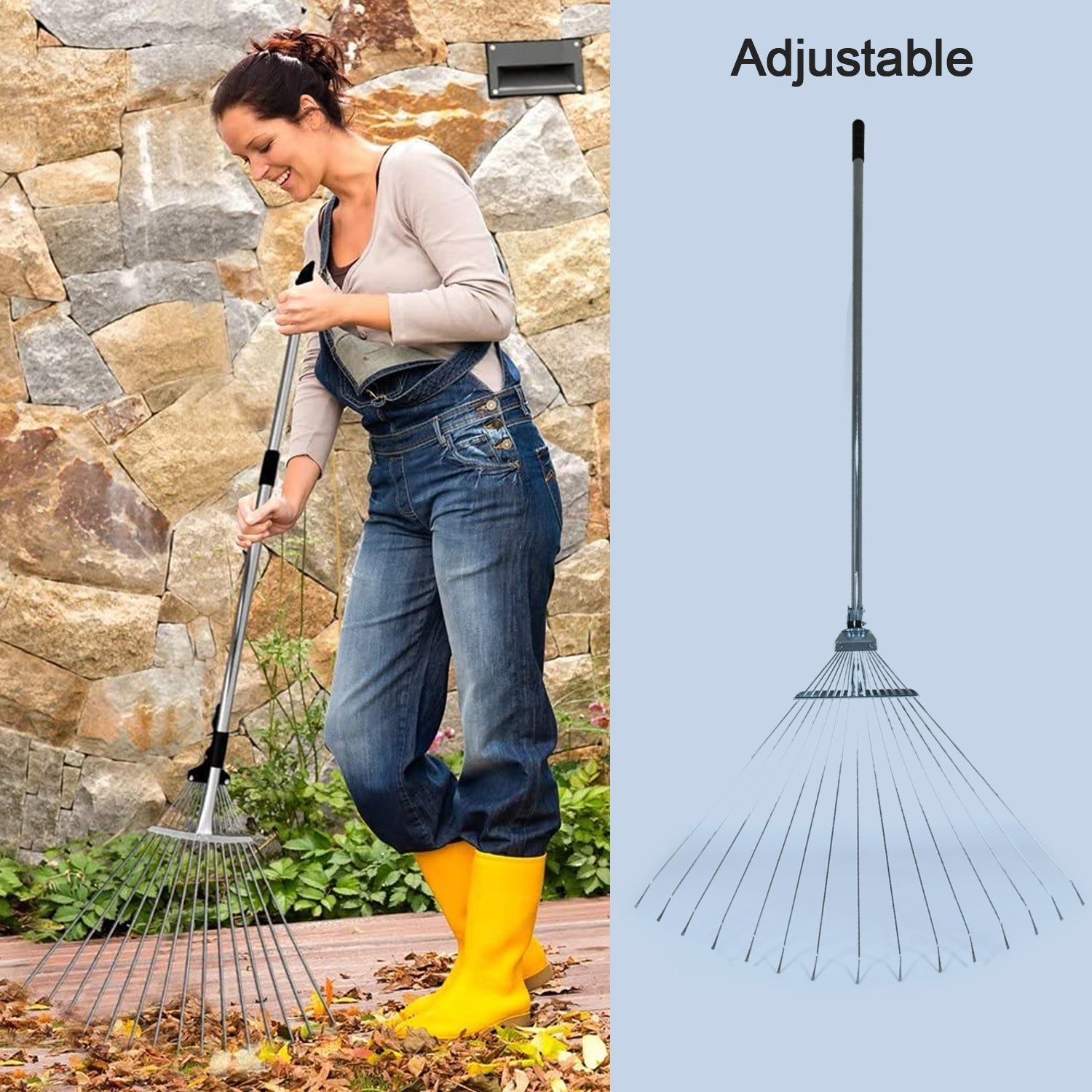 7599 115-152 CM Rake for Gardening, Stainless Steel Telescopic Garden Rake for Quick Clean Up of Lawn and Yard, Adjustable Rake Claws Spacing Garden Broom with Long Handle for Clean Leaves (MOQ :- 2 pc) 7599 115-152 CM Rake for Gardening, Stainless Steel Telescopic Garden Rake for Quick Clean Up of Lawn and Yard, Adjustable Rake Claws Spacing Garden Broom with Long Handle for Clean Leaves (MOQ :- 2 pc)